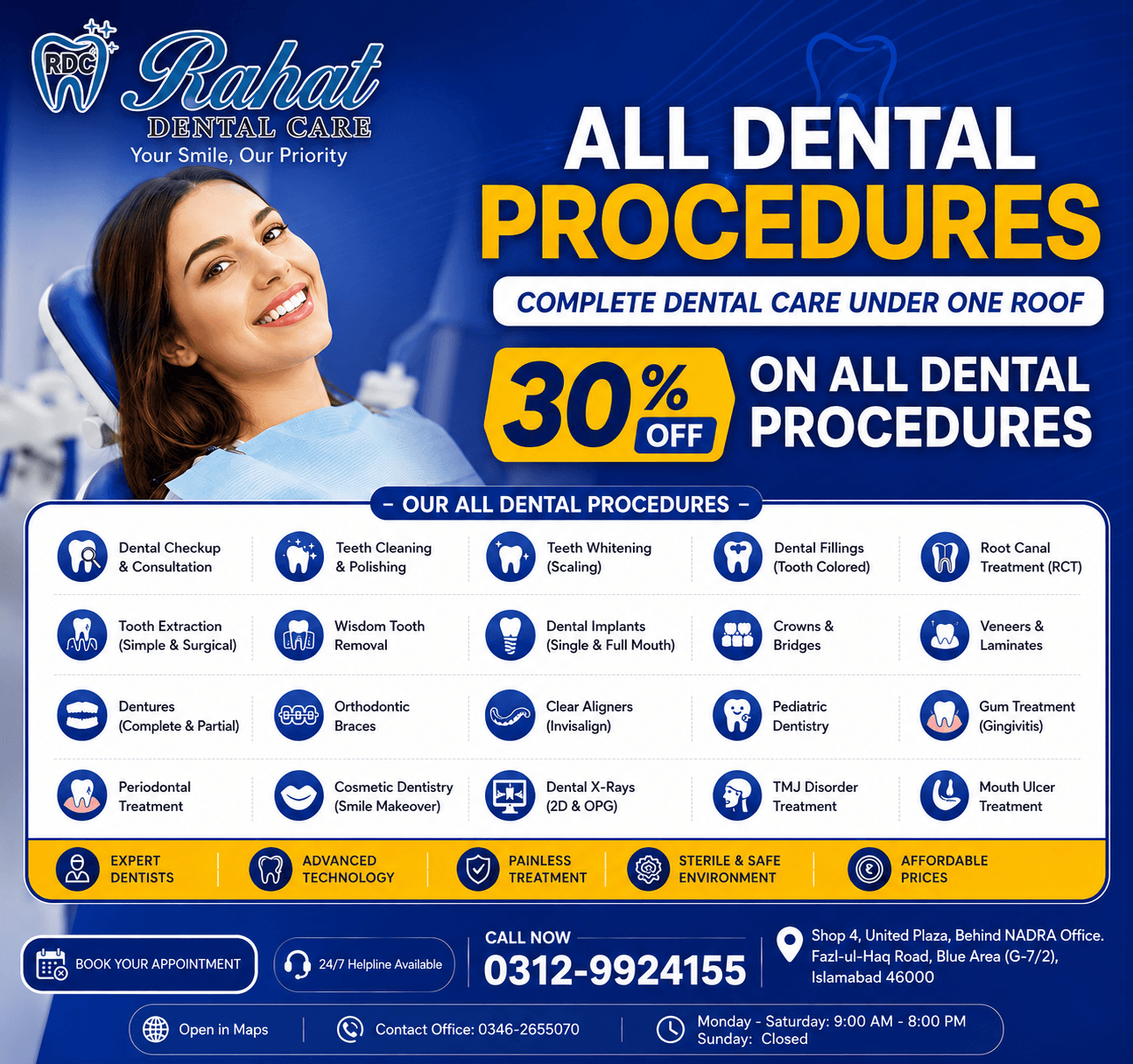 Save 30% off all general dental procedures.